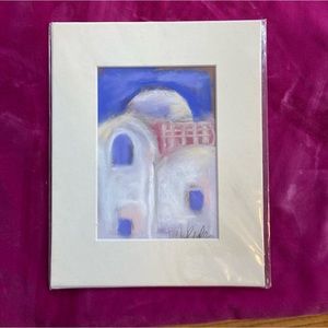 Santorini An Original Pastel Painting Matted 5"x7" OOAK